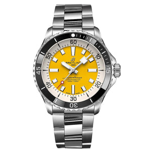 Breitling Superocean II Automatic 44mm Yellow Dial Silver Steel Strap Watch for Men - A17367021I1A1 Authentic Buy Shop Now