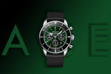 Breitling Superocean Heritage B01 Chronograph 44 Limited Edition Green Dial Black Mesh Bracelet Watch for Men - AB01621A1L1S1 Authentic Buy Shop Now