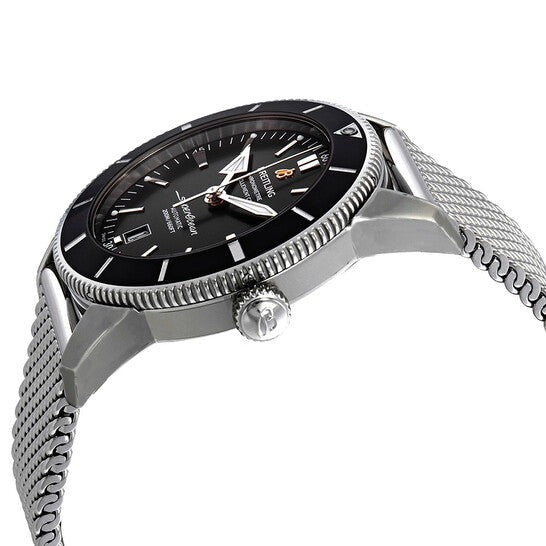 Breitling Superocean Heritage B20 Automatic 46 Black Dial Silver Mesh Bracelet Watch for Men - AB2020121B1A1 Authentic Buy Shop Now