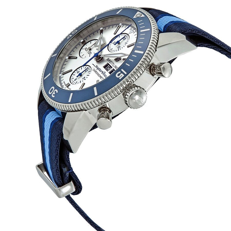 Breitling Superocean Heritage Chronograph 44 Ocean Conservancy Silver Dial Two Tone NATO Strap Watch for Men - A133131A1G1W1 Authentic Buy Shop Now