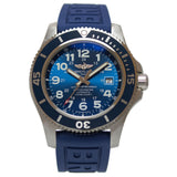 Breitling Superocean II 44mm Blue Dial Blue Rubber Strap Watch for Men - A17392D8/C910/158S/A20SS.1 Authentic Buy Shop Now