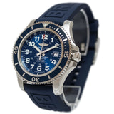 Breitling Superocean II 44mm Blue Dial Blue Rubber Strap Watch for Men - A17392D8/C910/158S/A20SS.1 Authentic Buy Shop Now