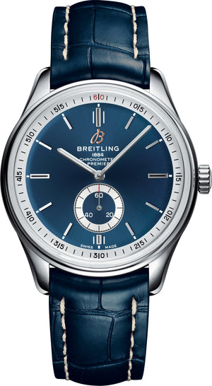 Breitling Premier Automatic 40mm Blue Dial Blue Leather Strap Mens Watch - A37340351C1P2 Authentic Buy Shop Now