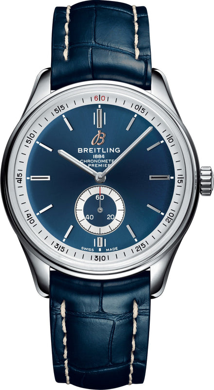 Breitling Premier Automatic 40mm Blue Dial Blue Leather Strap Mens Watch - A37340351C1P2 Authentic Buy Shop Now