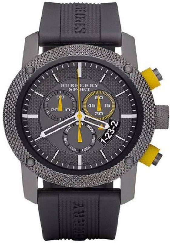 Burberry Sport Endurance Chronograph Grey Dial Grey Rubber Strap Watch for Men - BU7713 Authentic Buy Shop Now