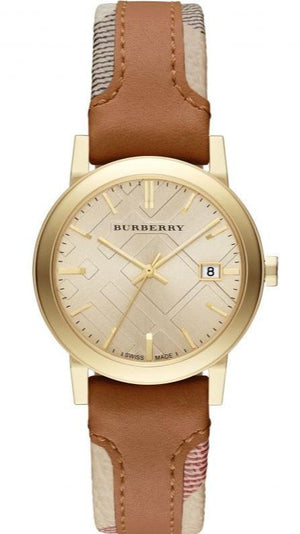 Burberry The City Gold Dial Brown Leather Strap Watch for Women - BU9133 Authentic Buy Shop Now