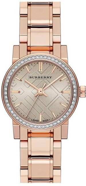 Burberry The City Diamonds Rose Dial Rose Gold Steel Strap Watch for Women - BU9225 Authentic Buy Shop Now