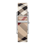 Burberry The Pioneer Silver Dial Haymarket Beige Leather Strap Watch for Women - BU9406 Authentic Buy Shop Now