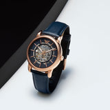 Emporio Armani Meccanico Automatic Blue Dial Blue Leather Strap Watch For Men - AR60050 Authentic Buy Shop Now