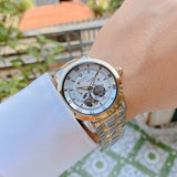 Bulova BVA Skeleton Silver Dial Two Tone Steel Strap Watch for Men - 98A230 Authentic Buy Shop Now
