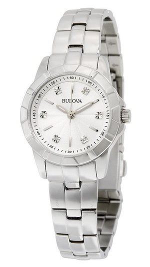 Bulova Classic Diamonds Silver Dial Silver Steel Strap Watch for Women - 96P121 Authentic Buy Shop Now