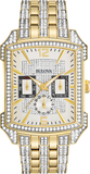 Bulova Crystal Chronograph White Dial Two Tone Steel Strap Watch for Men - 98C109 Authentic Buy Shop Now