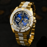 Bulova Crystal Collection Blue Dial Gold Steel Strap Watch for Men - 98C128 Authentic Buy Shop Now