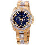 Bulova Crystal Collection Blue Dial Gold Steel Strap Watch for Men - 98C128 Authentic Buy Shop Now
