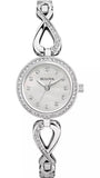 Bulova Crystals Quartz Mother of Pearl Dial Silver Steel Strap Watch for Women - 96X129 Authentic Buy Shop Now