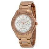 Bulova Crystal Silver Dial Rose Gold Steel Strap Watch for Women - 97N101 Authentic Buy Shop Now