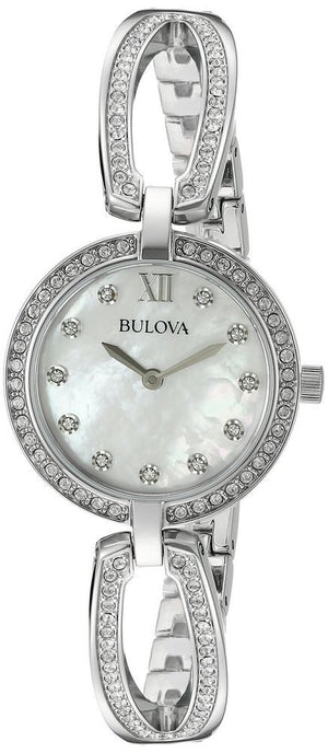 Bulova Crystal Collection Mother of Pearl Dial Silver Steel Strap Watch for Women - 96L223 Authentic Buy Shop Now
