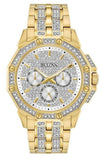 Bulova Crystal Collection Octova White Dial Gold Steel Strap Watch for Men - 98C126 Authentic Buy Shop Now