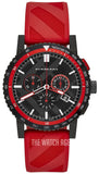 Burberry The City Chronograph Black Dial Red Rubber Strap Watch For Men - BU9805 Authentic Buy Shop Now
