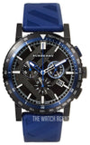 Burberry The City Sport Chronograph Black Dial Blue Rubber Strap Watch For Men - BU9807 Authentic Buy Shop Now