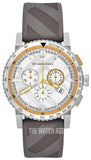 Burberry Belt Chronograph Silver Dial Brown Rubber Strap Watch For Men - BU9811 Authentic Buy Shop Now