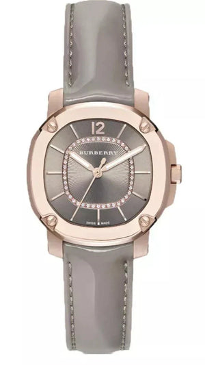 Burberry Britain Diamonds Grey Dial Grey Leather Strap Watch for Women - BBY1810 Authentic Buy Shop Now