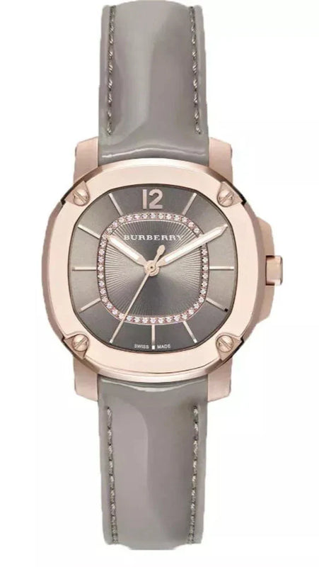 Burberry Britain Diamonds Grey Dial Grey Leather Strap Watch for Women - BBY1810 Authentic Buy Shop Now