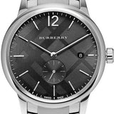 Burberry The Classic Round Black Dial Silver Steel Strap Watch for Men - BU10005 Authentic Buy Shop Now