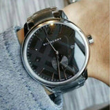 Burberry The Classic Round Black Dial Silver Steel Strap Watch for Men - BU10005 Authentic Buy Shop Now