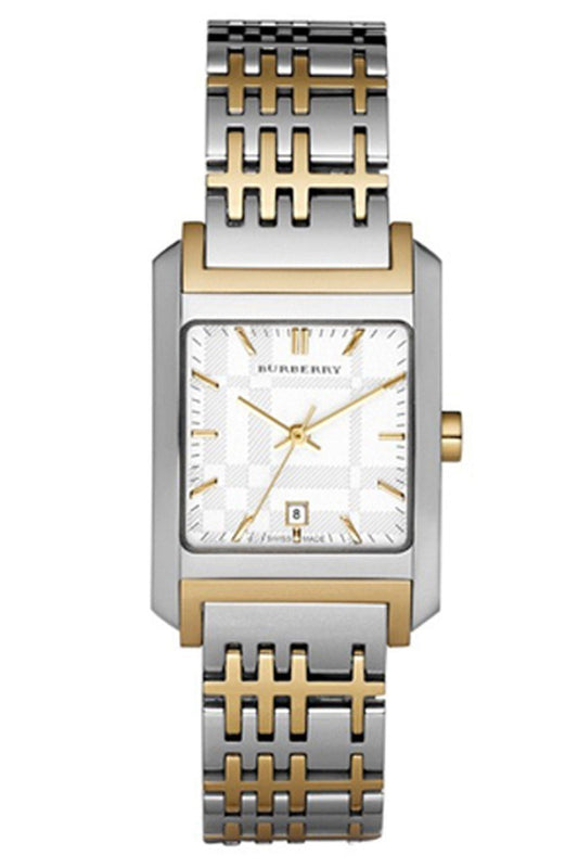 Burberry Nova Checked White Dial Two Tone Stainless Steel Strap Watch for Women - BU1573 Authentic Buy Shop Now