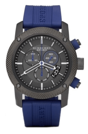 Burberry Sports Chronograph Black Dial Blue Rubber Strap Watch for Men - BU7714 Authentic Buy Shop Now