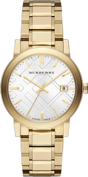 Burberry The City Silver Dial Gold Steel Strap Unisex Watch - BU9003 Authentic Buy Shop Now