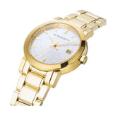 Burberry The City Silver Dial Gold Steel Strap Unisex Watch - BU9003 Authentic Buy Shop Now