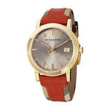 Burberry The City Gold Dial Orange Leather Strap Watch for Women - BU9016 Authentic Buy Shop Now