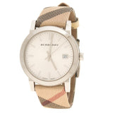 Burberry The City Nova Silver Dial White Leather Strap Watch for Women - BU9022 Authentic Buy Shop Now