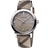 Burberry The City Grey Dial Checked Grey Leather Strap Watch for Women - BU9118 Authentic Buy Shop Now