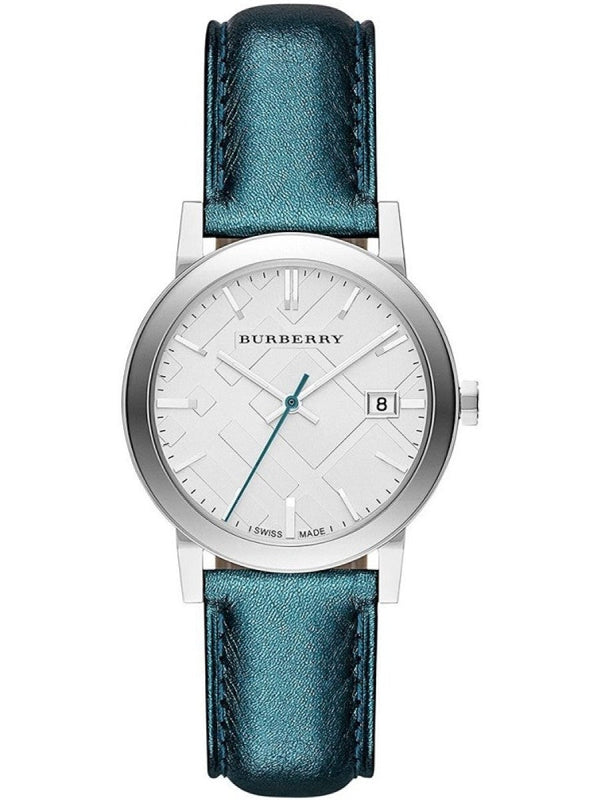 Burberry White Dial Turquoise Leather Strap Watch for Women - BU9120 Authentic Buy Shop Now