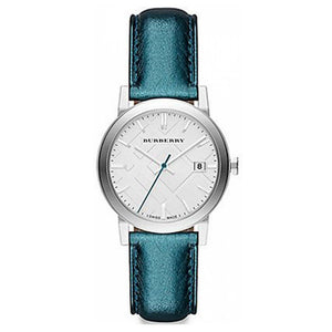 Burberry White Dial Turquoise Leather Strap Watch for Women - BU9120 Authentic Buy Shop Now