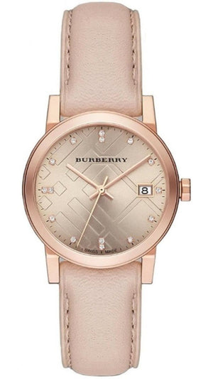 Burberry The City Diamonds Beige Dial Beige Leather Strap Watch for Women - BU9131 Authentic Buy Shop Now