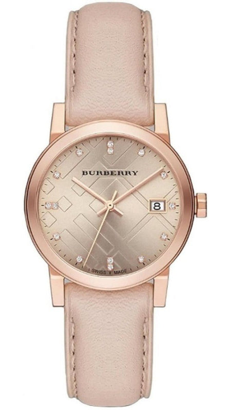 Burberry The City Diamonds Beige Dial Beige Leather Strap Watch for Women - BU9131 Authentic Buy Shop Now