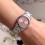 Burberry The City Diamonds Pink Dial Silver Steel Strap Watch for Women - BU9223 Authentic Buy Shop Now