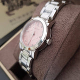 Burberry The City Diamonds Pink Dial Silver Steel Strap Watch for Women - BU9223 Authentic Buy Shop Now