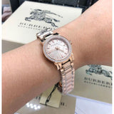 Burberry The City Diamonds Rose Dial Rose Gold Steel Strap Watch for Women - BU9225 Authentic Buy Shop Now