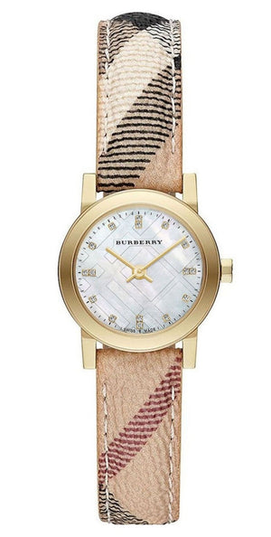 Burberry The City Diamonds Mother of Pearl Dial Brown Leather Strap Watch for Women - BU9226 Authentic Buy Shop Now