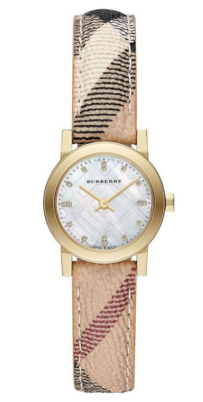Burberry The City Diamonds Mother of Pearl Dial Brown Leather Strap Watch for Women - BU9226 Authentic Buy Shop Now