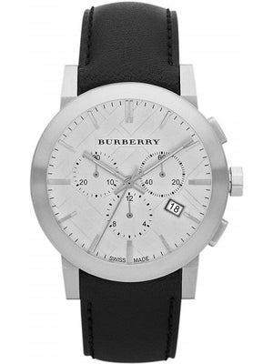 Burberry The City Chronograph White Dial Black Leather Strap Watch for Men - BU9355 Authentic Buy Shop Now