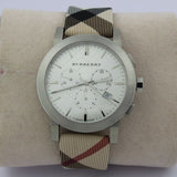 Burberry The City Nova White Dial Checked Brown Leather Strap Watch for Men - BU9357 Authentic Buy Shop Now