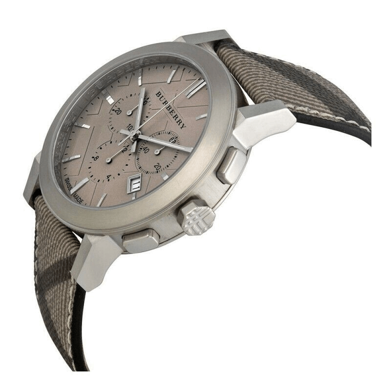 Burberry The City Smoke Dial Checked Brown Leather Strap Watch for Men - BU9358 Authentic Buy Shop Now