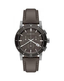 Burberry The City Chronograph Ion Plated Grey Dial Grey Leather Strap Watch for Men - BU9384 Authentic Buy Shop Now
