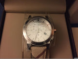 Burberry The City Chronograph White Dial Haymarket Leather Strap Watch For Men - BU9360 Authentic Buy Shop Now